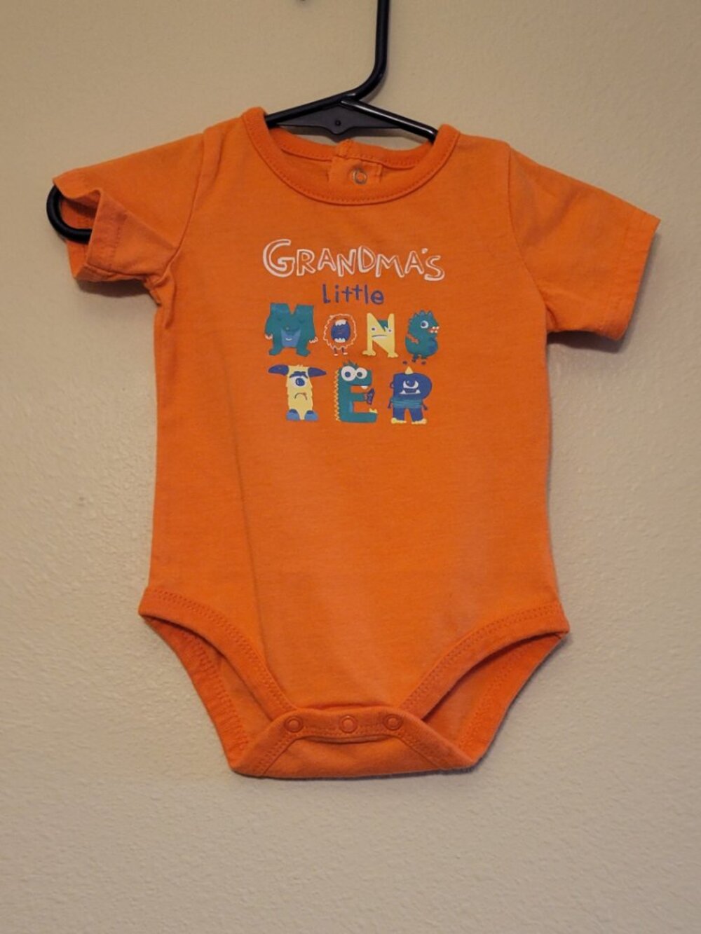 Small Wonders Grandma's Little Monster Orange Bodysuit 0-3 Months Halloween